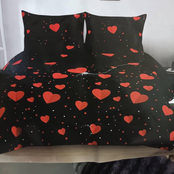 Bedding set with multi-colored print, 5 pieces, Queen size