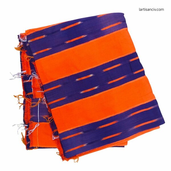 Pagne rayée coton orange bleue