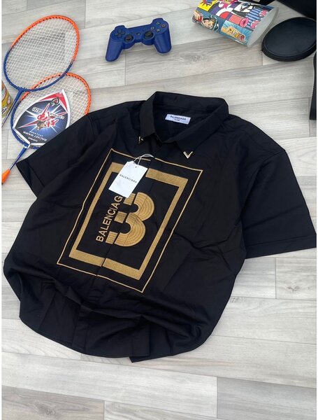 Chemise noire graphique homme