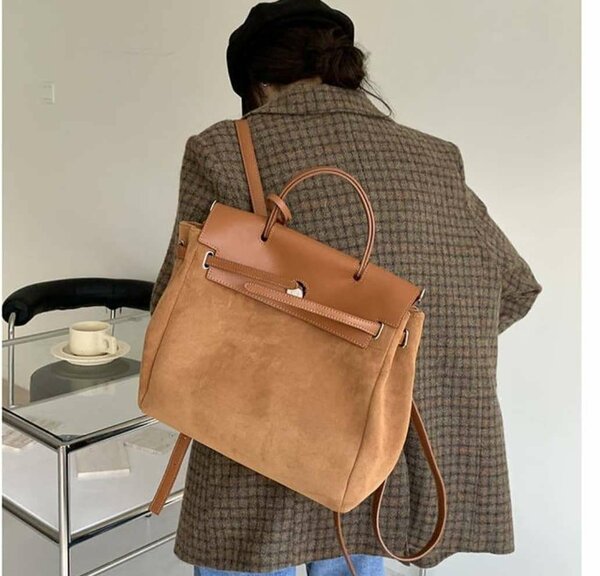 Brown leather backpack