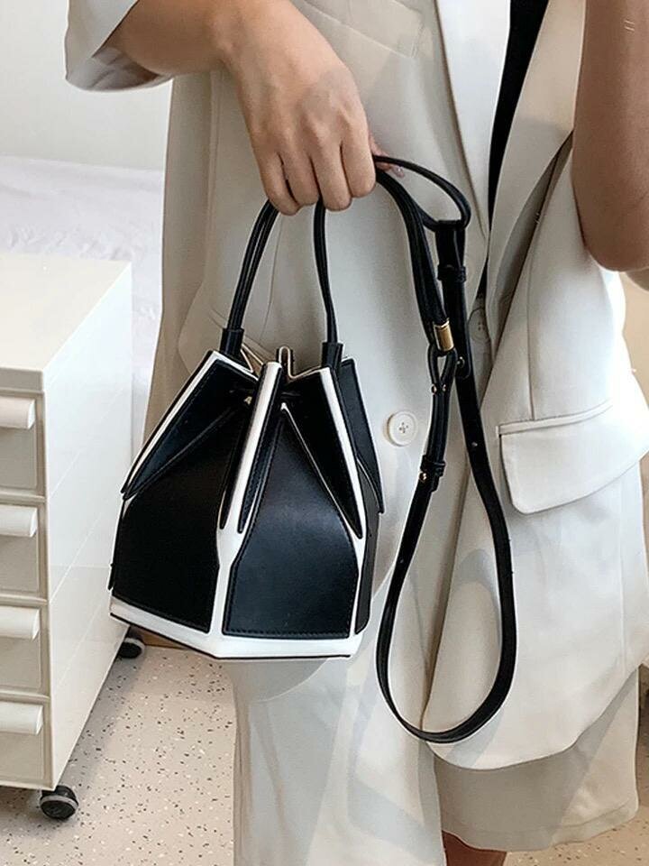 Sac à main seau bicolore