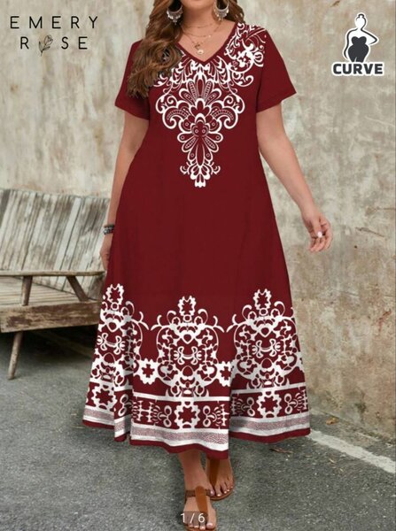 Robe évasée motif floral femme