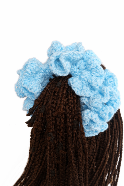 Chouchou en crochet bleu