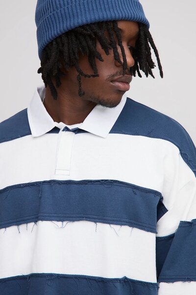 Polo rayé bleue et blanche