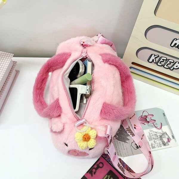 Sac en peluche rose pour filles