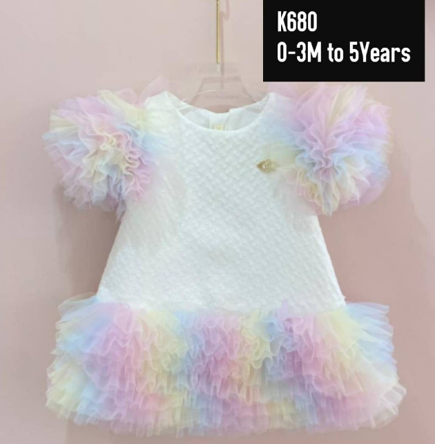 white dress with rainbow lace