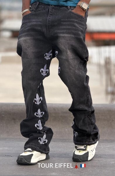 Jean noir imprimé stylé