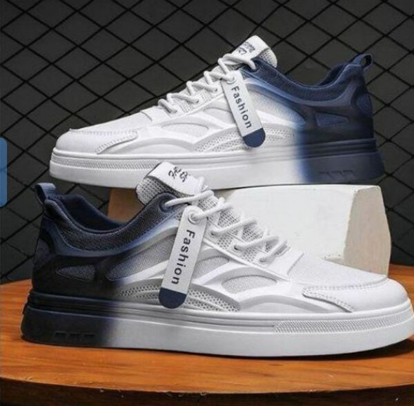 Baskets mode dégradé bleu-blanc