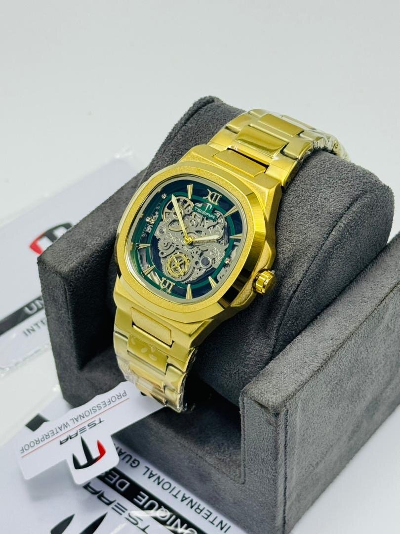 Montre Skeleton Luxe Dorée