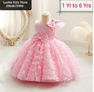 Girls' Princess,Pink,Sleevless dress with bow belt and Butterflies 