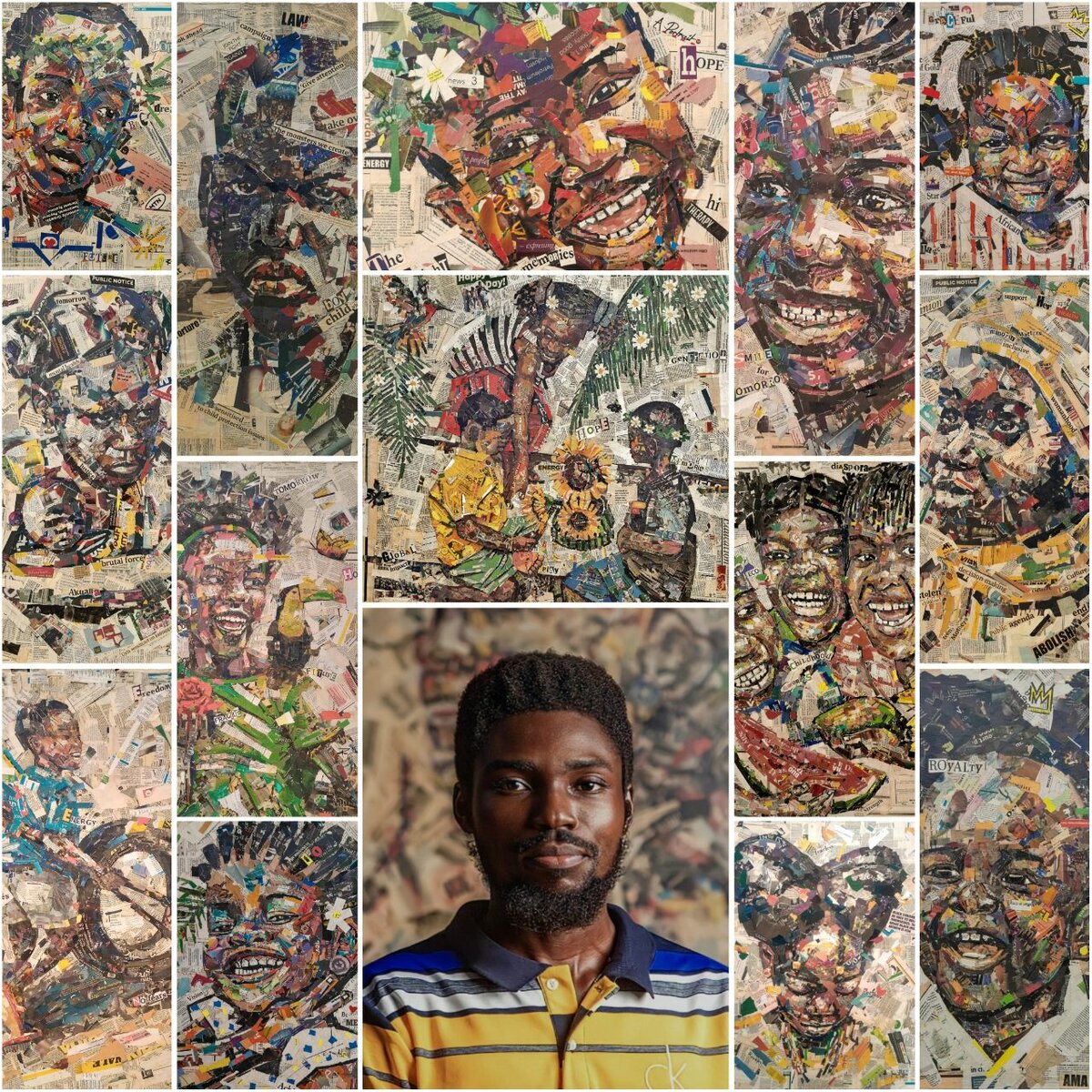 Authentic Hand-Made Newsprint Artwork on canvas