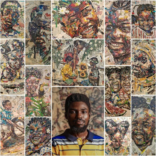 Authentic Hand-Made Newsprint Artwork on canvas