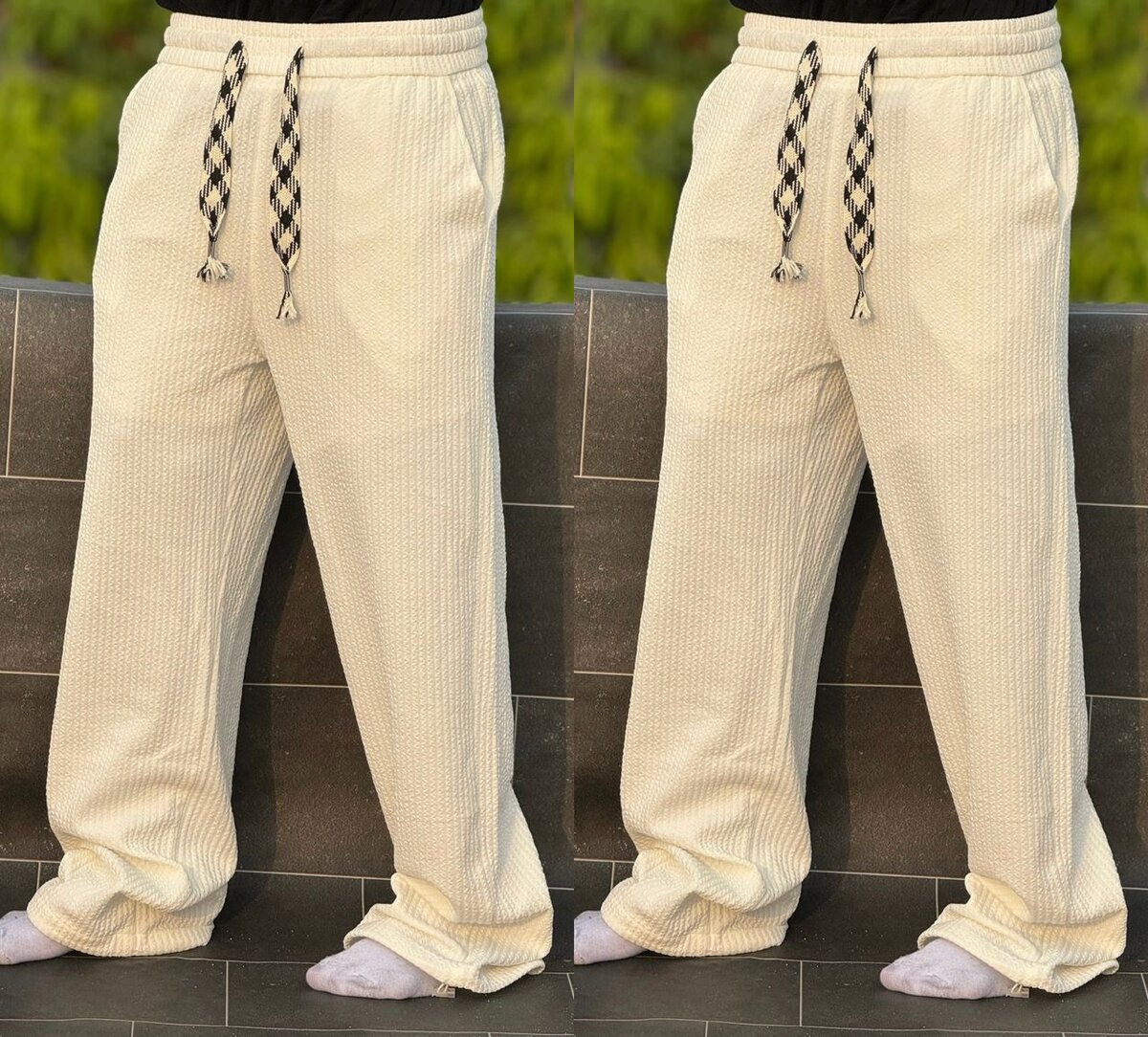 Pantalon de jogging ample en coton beige
