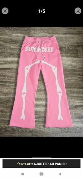 Pantalon rose avec motif os