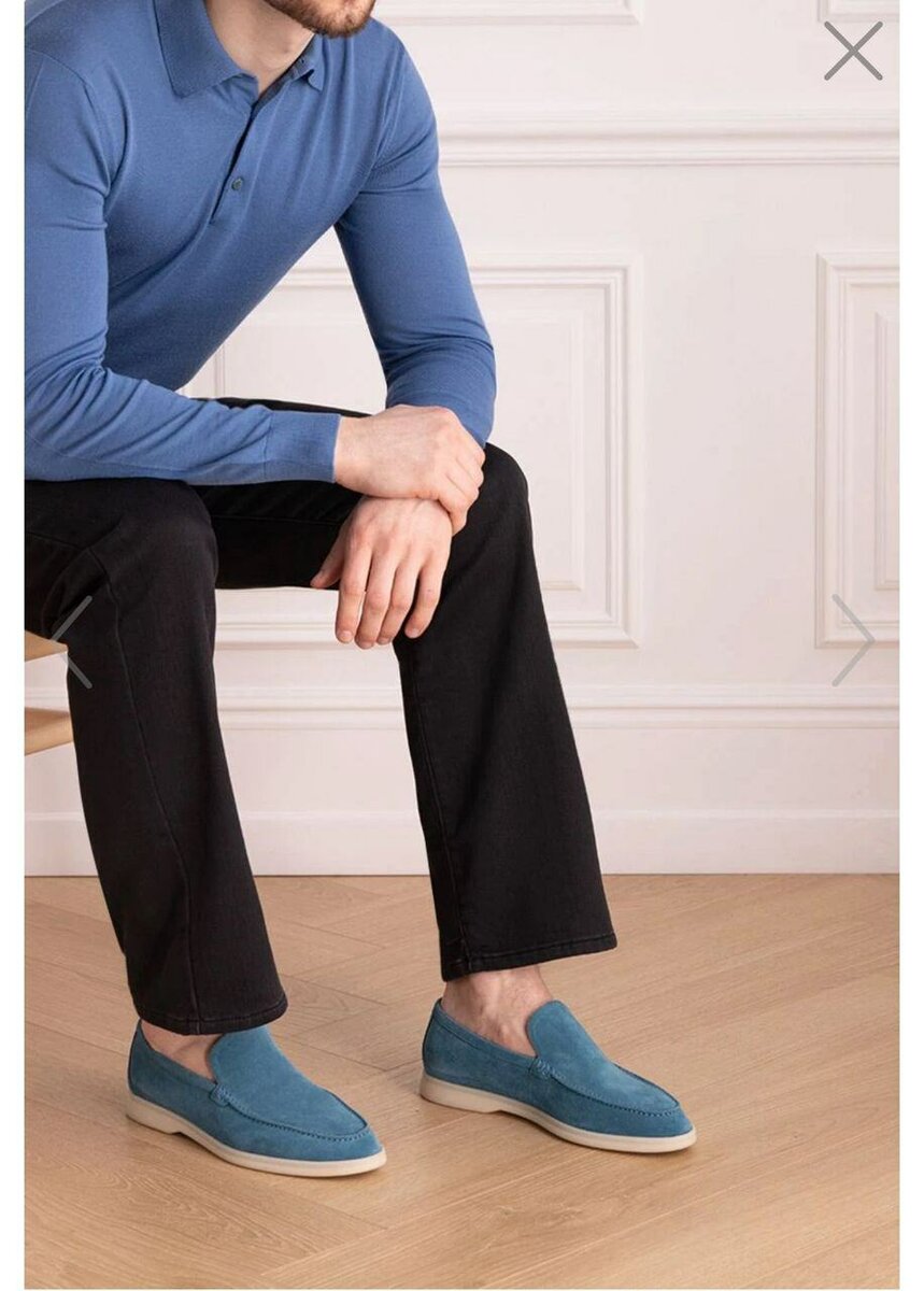 Mocassins en daim bleu pour hommes