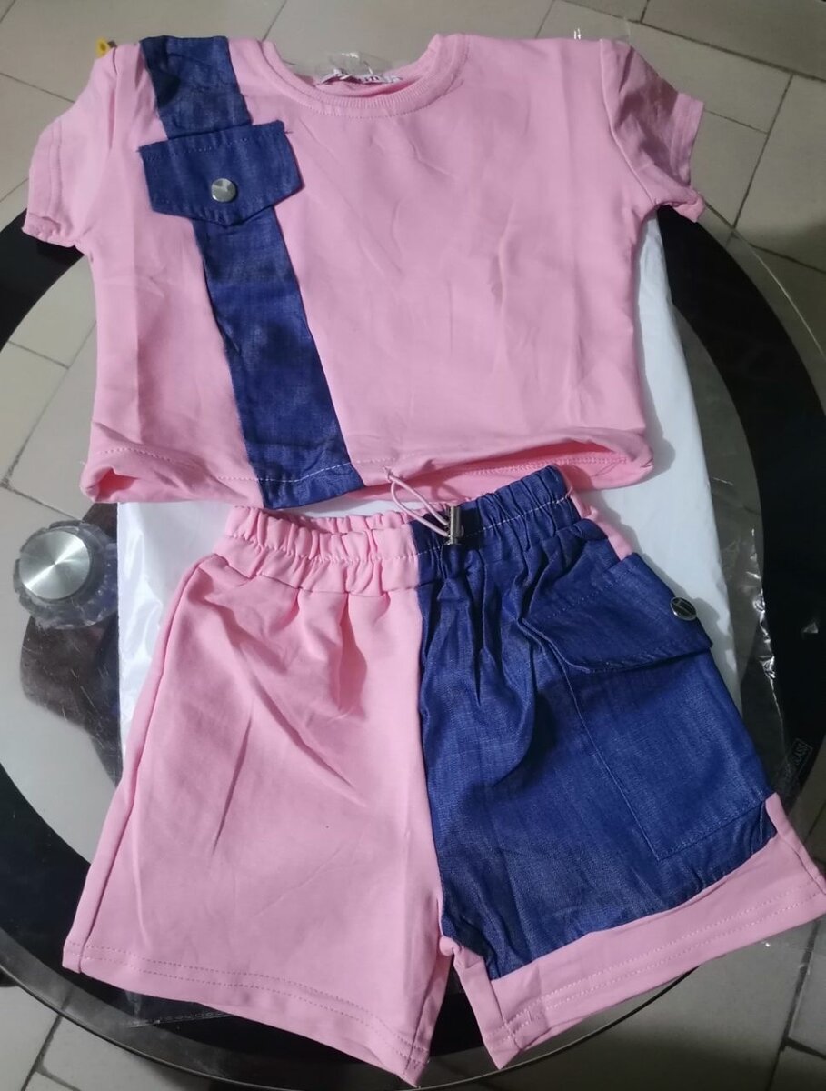 Ensemble fille mode rose et bleu