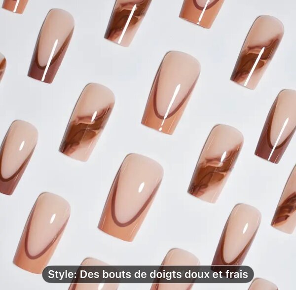 Ongles Press-On Marron Chic