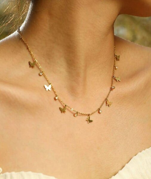 Collier papillons doré