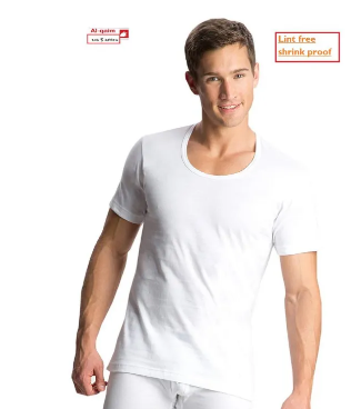 Pack of 6-Men's-Al Qaim 100% PURE Combed Cotton Half Sleeves Vest / Bazoo Buniyan