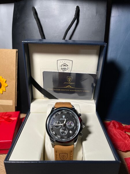 Montre chronographe homme en cuir