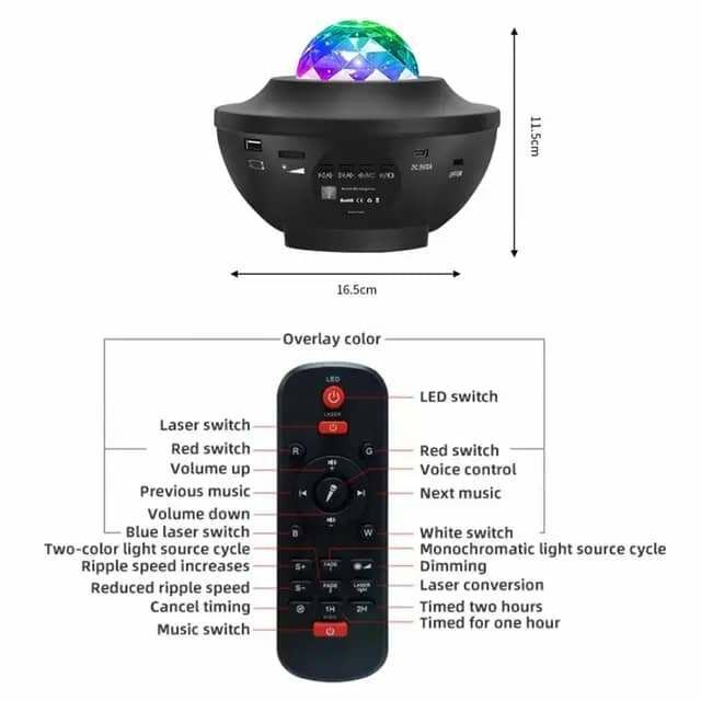 Bluetooth Starry Projector Sky Projector Music Player With R