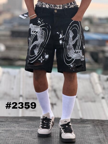 Shorts en denim graffiti homme