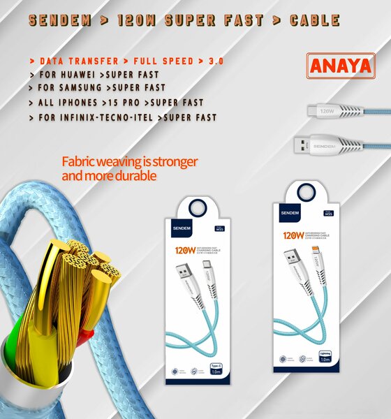 120W ANTI-BENDING  USB-A FAST Cables