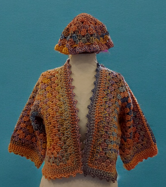 Crochet jacket & hat for women ( M & L size). Turkish Wool.