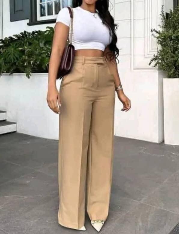 Pantalon taille haute femme élégant