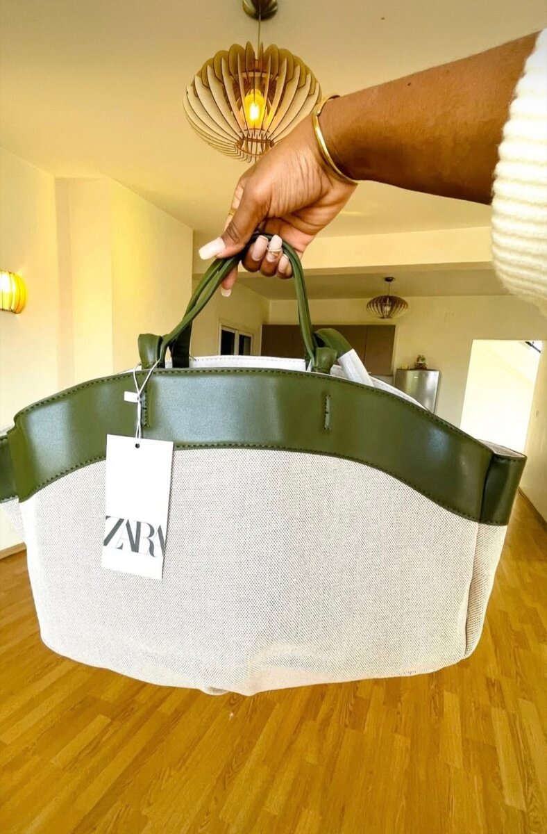 Sac cabas en toile et cuir