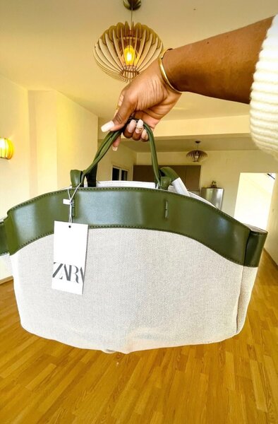 Sac cabas en toile et cuir