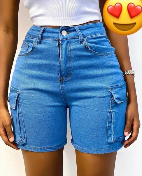 Short en jean cargo femme