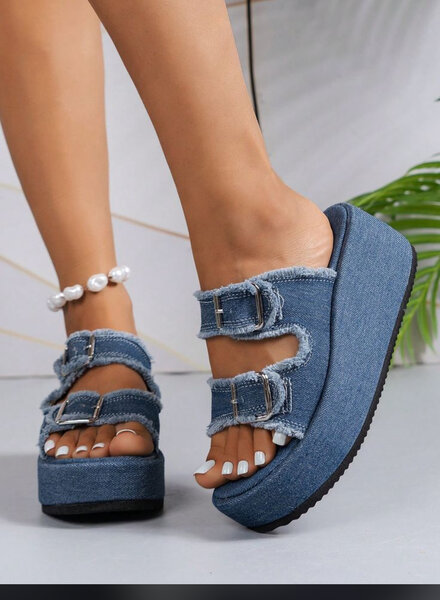 Sandales à plateforme denim