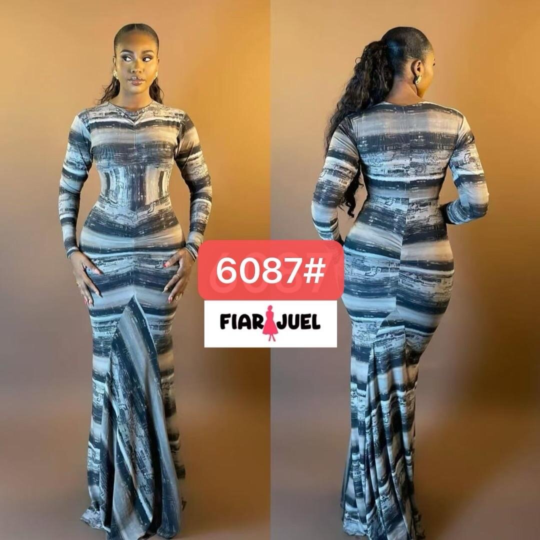 Robe longue élégante à rayures