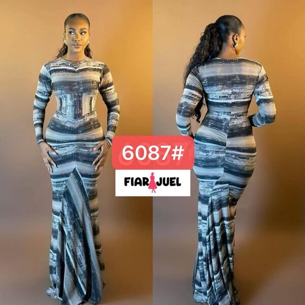 Robe longue élégante à rayures