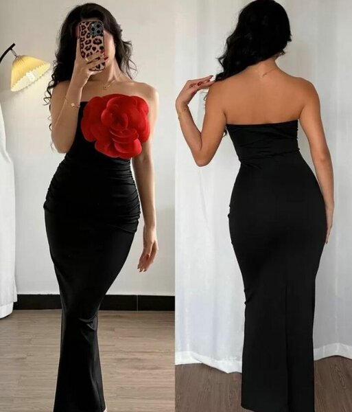 Robe élégante à fleur rouge