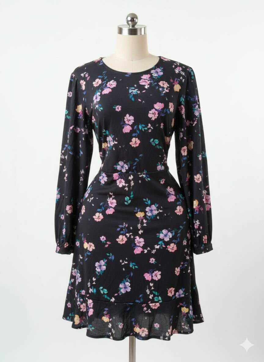 Robe fleurie à manches longues