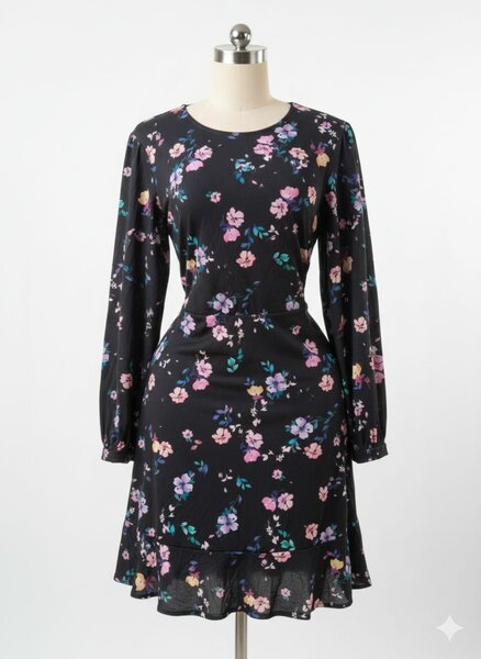 Robe fleurie à manches longues