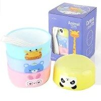 8 Pcs Animal Paradise Cartoon 4 Bowl with 4 Spoon Set For Kids