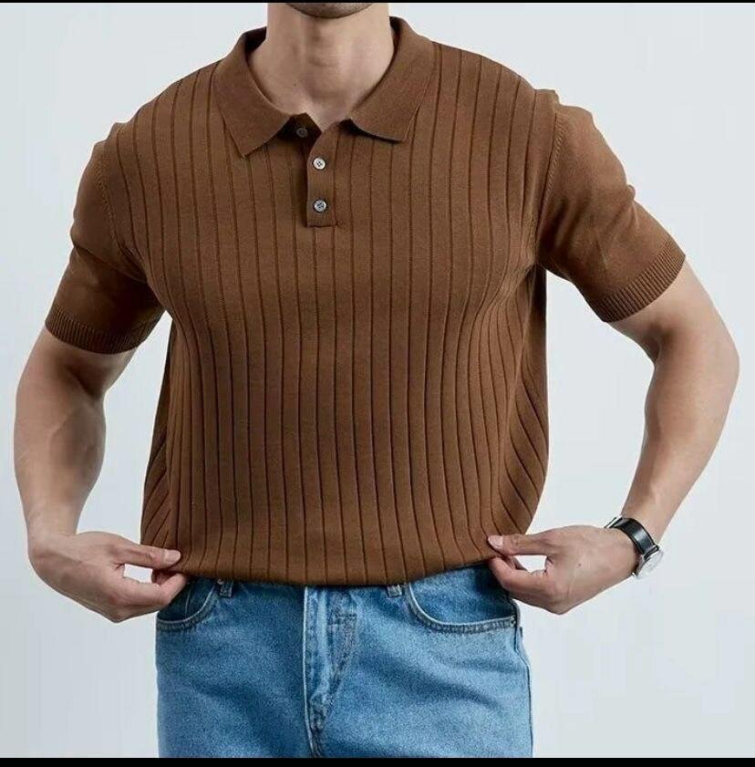 Polo en tricot côtelé homme