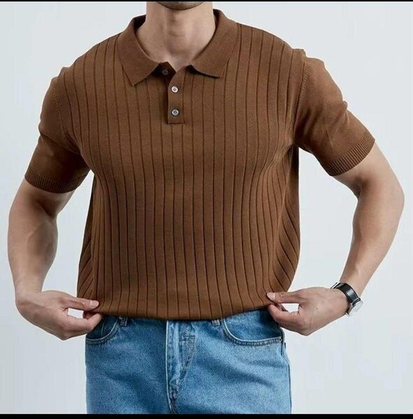 Polo en tricot côtelé homme