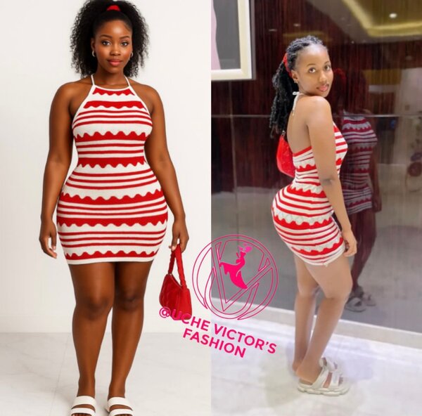 Robe dos nu rayée pour femme