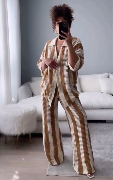 Ensemble chic rayé femme