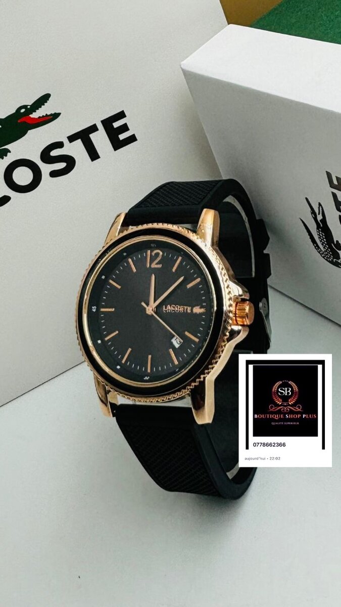 Montre Lacoste  bracelet  100% en gomme avec sa boîte