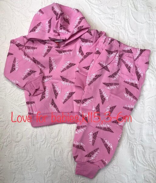 Pink sports suit with print, 3-6m