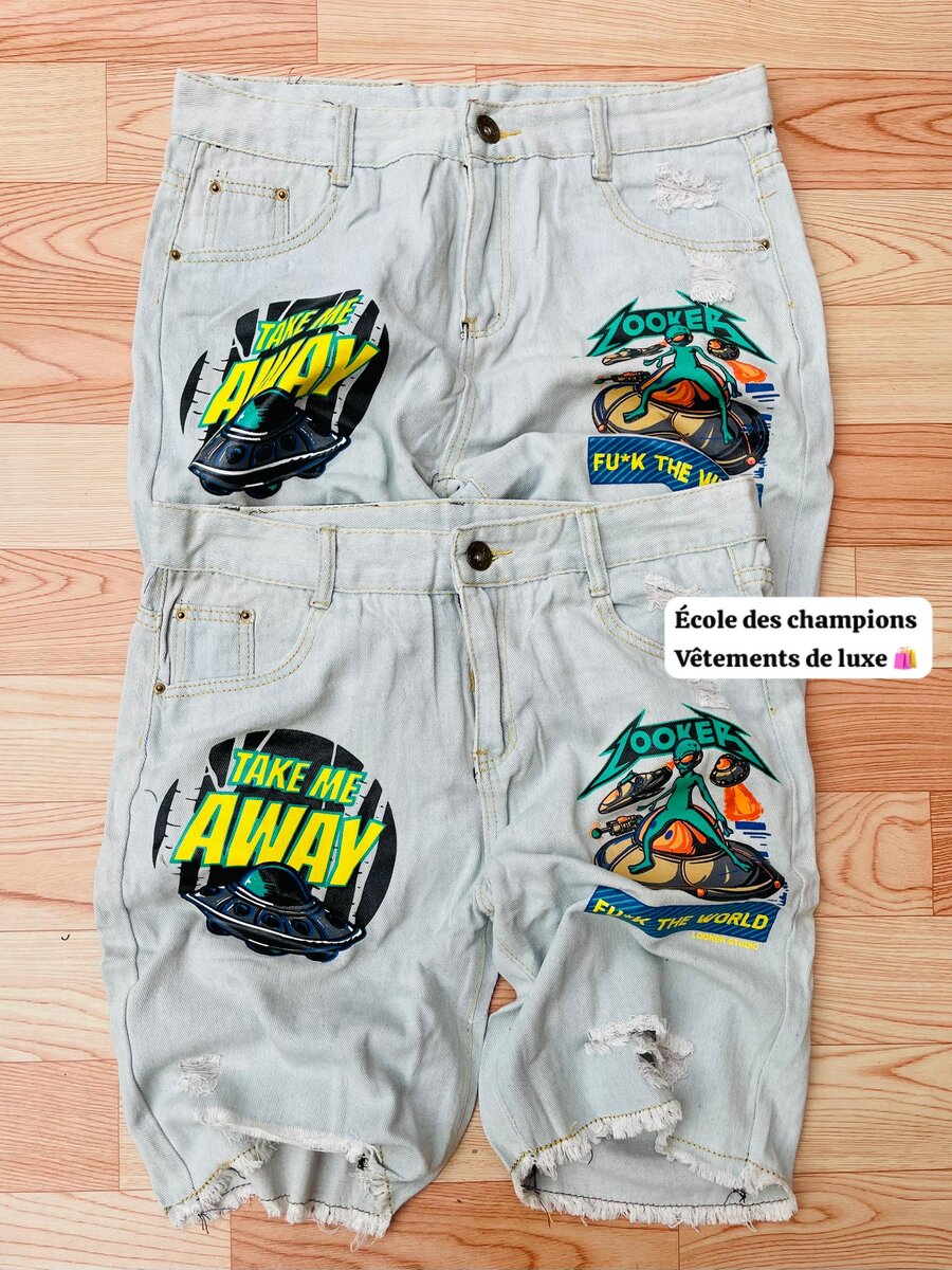 Shorts jeans graphiques hommes