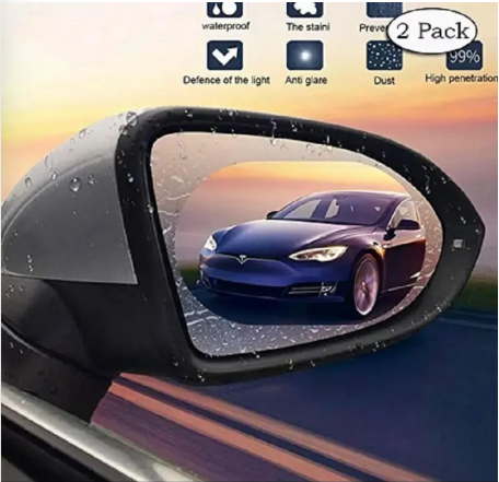 2 Pack Oval Car Rearview Mirror Protective Film Waterproof Rainproof Clear Protective Film