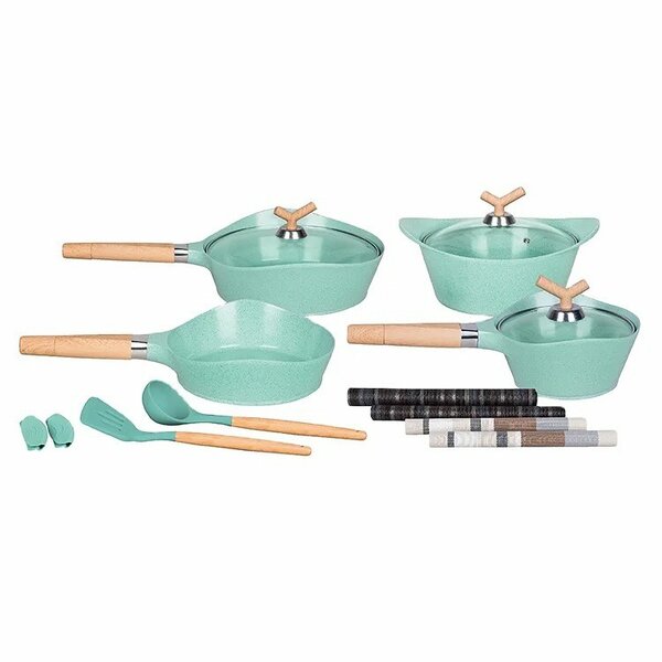 15 pieces Jade series die casting ceramic aluminum cookware restocked