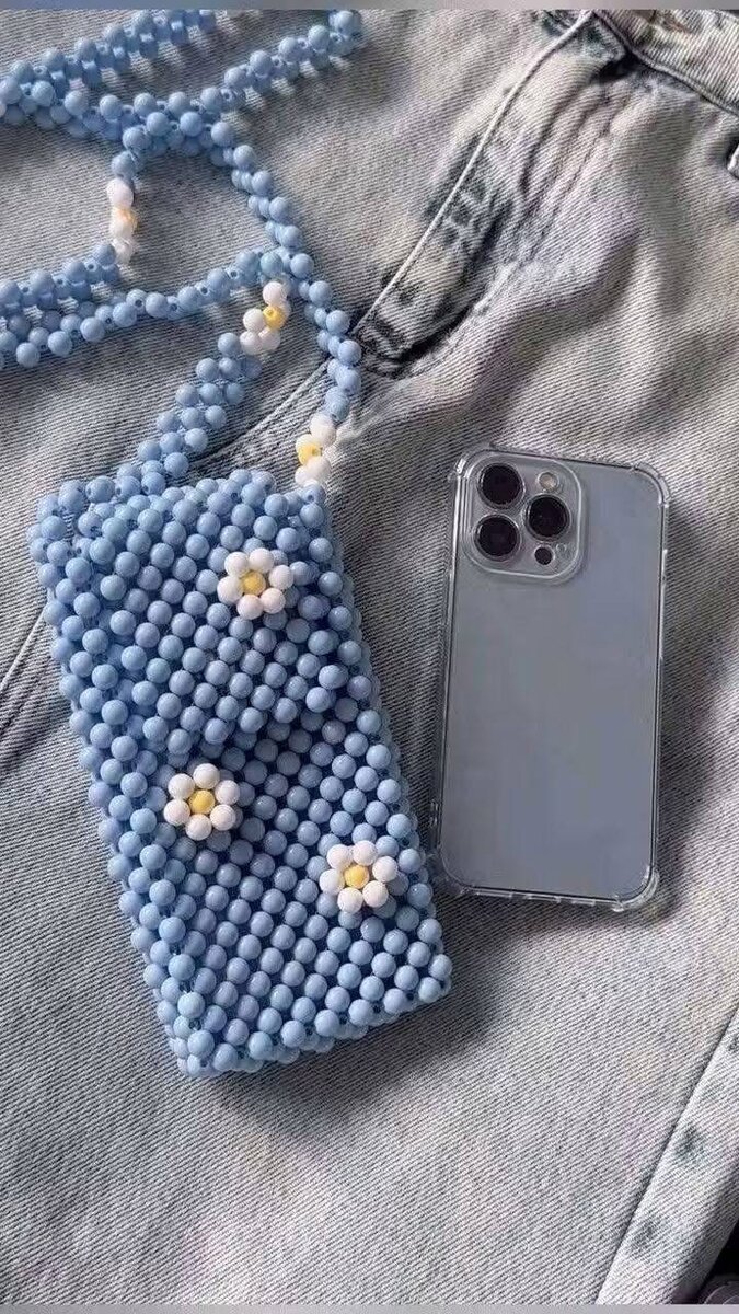 Sac téléphone perlé