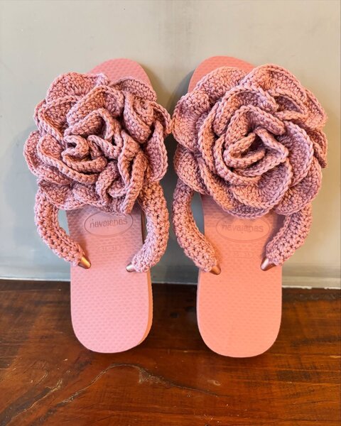 Tongs Fleurs Crochet Élégantes